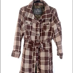 🥰Last Kiss Plaid Belted Coat size junior large, women S